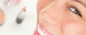 smiling woman with foundation makeup